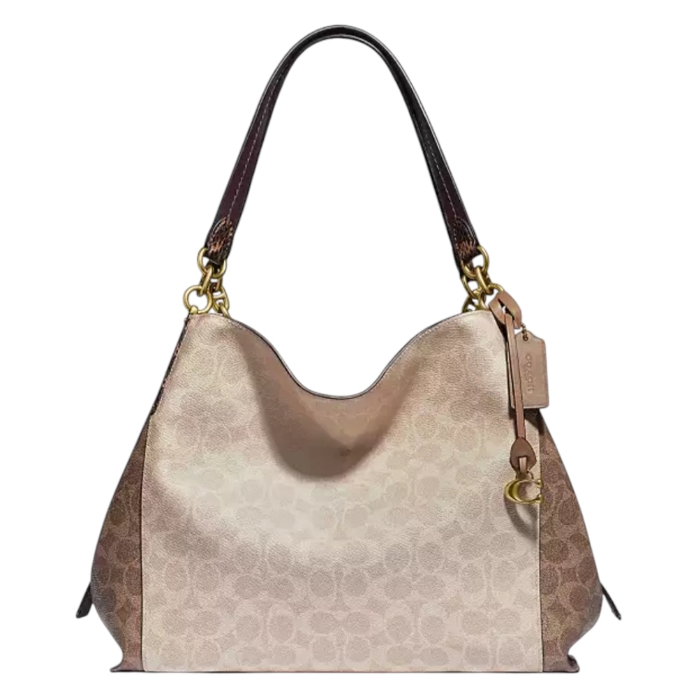 Coach Beige and Brown Signature Shoulder Bag